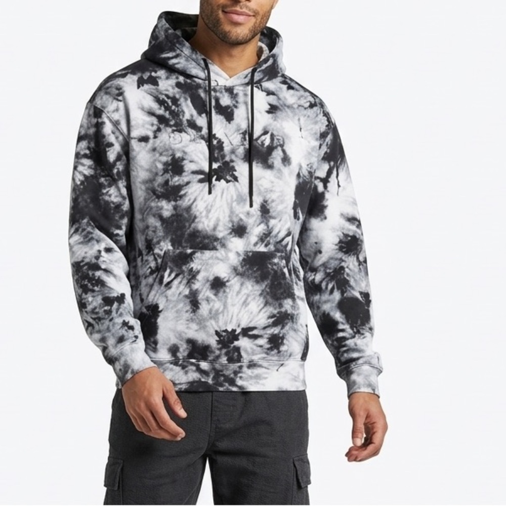 Balance Athletica Tie Dye Hoodie Black Gray Cropped Pullover Size S‎